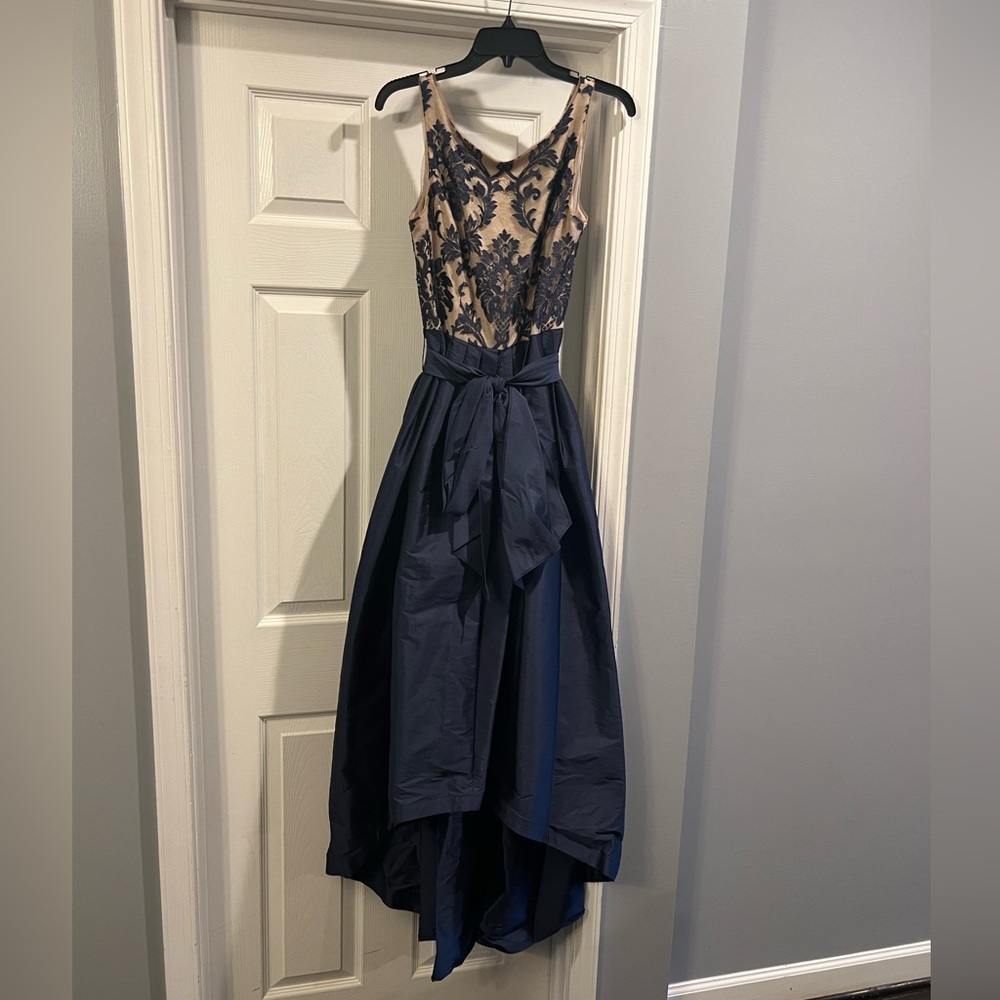 Blue & Beige High Low Gown